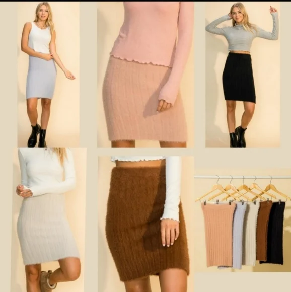 🆕️ Hazelnut Fuzzy Sweater Skirt - Picture 2 of 5